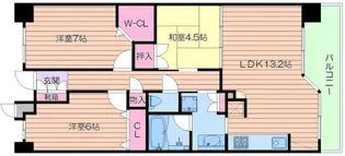 カスタリア阿倍野【6階】の間取り