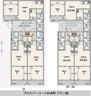 プロスパーコート杉本町【3階】の間取り
