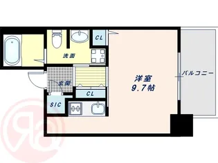クロスレジデンス大阪新町【6階】の間取り
