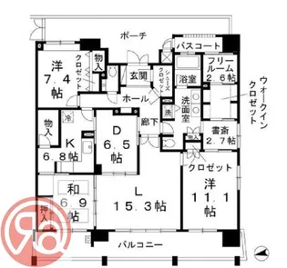 ロイヤルパークスなんば【14階】の間取り