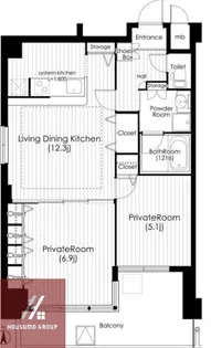 北浜プライマリーワン【901号室】の間取り