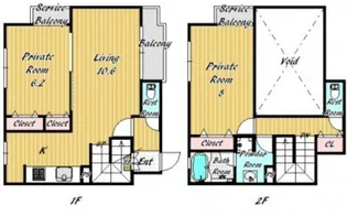 大阪府大阪市西区北堀江1丁目【マンション】の間取り