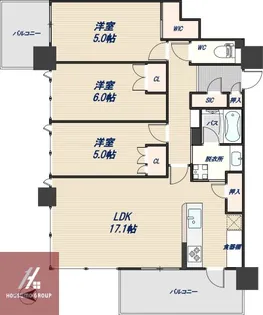 シティタワー東梅田パークフロント【20階】の間取り
