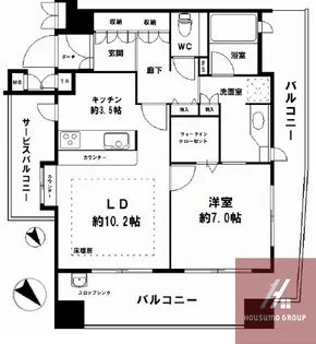 ローレルコート肥後橋【7階】の間取り