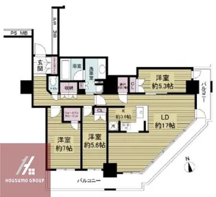 大阪府大阪市西区江之子島2丁目【マンション】の間取り