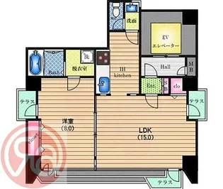 大宝ルグラン靭本町【7階】の間取り