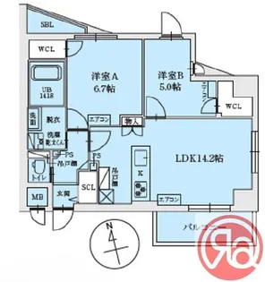 2LDKの間取り画像