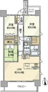 サンクレイドル阿倍野阪南町【6階】の間取り