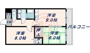 サンライフ上住吉【3階】の間取り