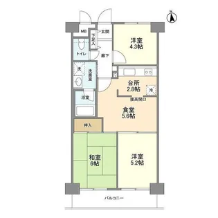 夕陽丘パークハイム【2階】の間取り