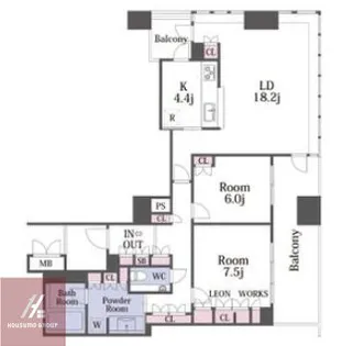 ジオグランデ梅田【15階】の間取り