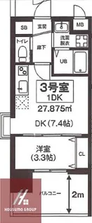 ビガーポリス486与力町公園Ⅱ【203号室】の間取り