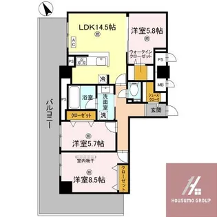 D−ROOM帝塚山【10階】の間取り