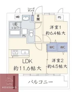 ブリエ ウメキタ【6階】の間取り