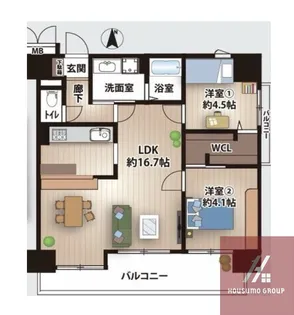 ノバ長居公園Ⅱ番館【6階】の間取り