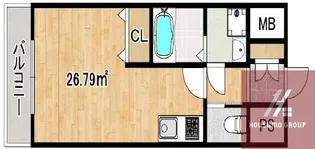 プラディーパ花園町【7階】の間取り