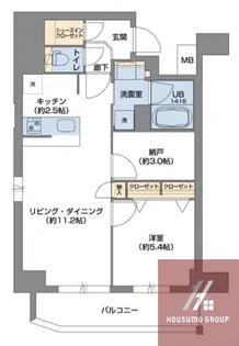 Metrosa谷町六丁目South【14階】の間取り