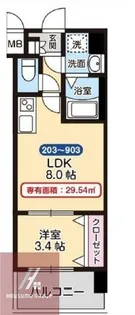 Mv.imp大阪放出【903号室】の間取り