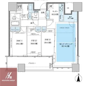 梅田ガーデンレジデンス【26階】の間取り