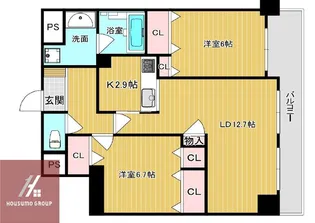 エスリード西天満【2階】の間取り