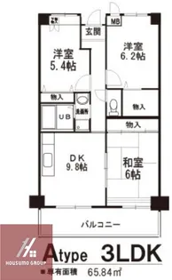 ヴィラージュ今津【3階】の間取り