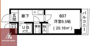 ∞中之島アンフィニ【607号室】の間取り