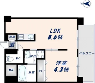 アニマーレ長堀【401号室】の間取り