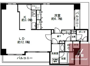 レジネッタ江戸堀【701号室】の間取り
