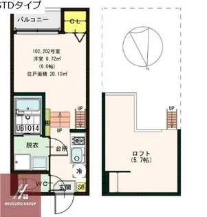ハーモニーテラス中浜Ⅱ【102号室】の間取り