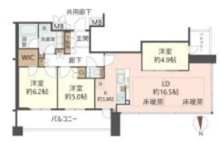 ジオタワー南堀江【3201号室】の間取り