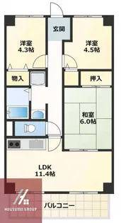 カトルセゾン鶴見緑地【6階】の間取り