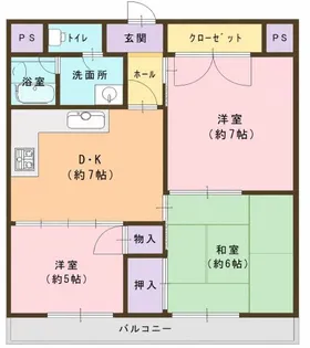 グランドシャトー鴫野【3階】の間取り