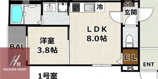 サフィール ロジェ大阪城公園【3階】の間取り