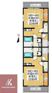 クライス横堤【3階】の間取り