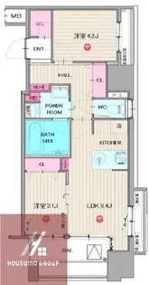 パークフラッツ弁天町駅前【8階】の間取り