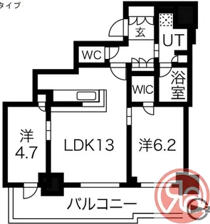 シエリアタワー大阪堀江【34階】の間取り