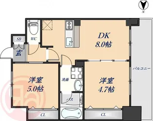 エステムプラザ難波westⅡプレディア【15階】の間取り