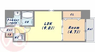 GRAN南堀江【8階】の間取り