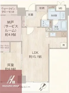 キングマンション堂島川【36階】の間取り