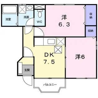 プラムガーデンC【1階】の間取り