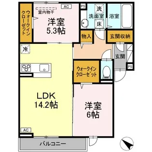 D-residenceK沖野上【1階】の間取り