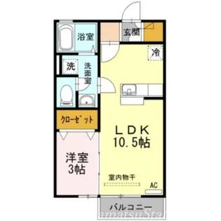 リビングタウン伏石Ⅱ A棟【107号室】の間取り