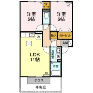 メゾンシャルム木太 B棟【106号室】の間取り