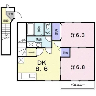 サイドヒル A【2階】の間取り