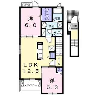 クラール土器町C【2階】の間取り