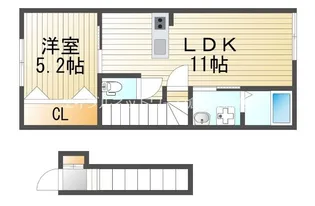 MOTO CASA【203号室】の間取り