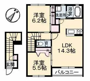 アクアヴィーヴォ A棟【2階】の間取り