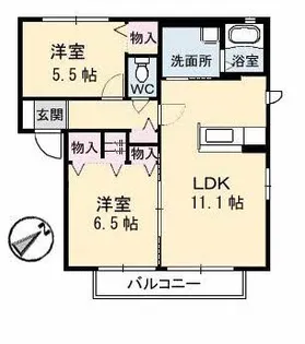 グラスガーデン A棟【102号室】の間取り