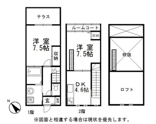 岡山県倉敷市四十瀬【テラスハウス】の間取り