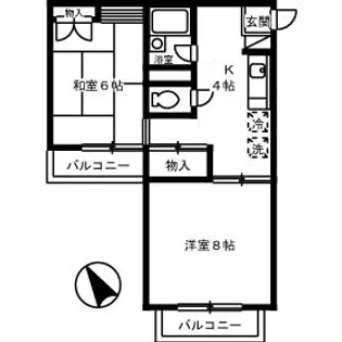 ピュア笹沖【206号室】の間取り